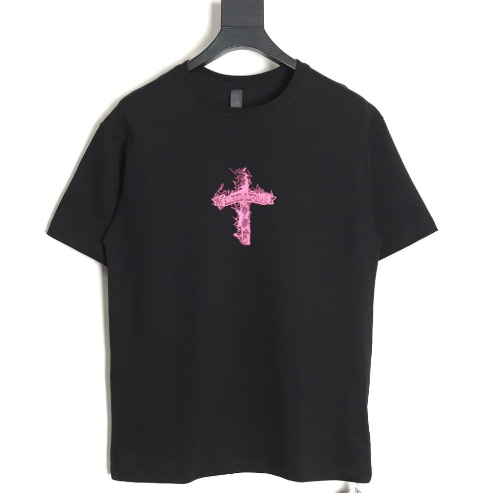 Chrome Hearts Pink Flame Cross T-Shirt